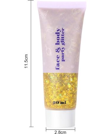 URAQT Body Glitter Gel 3Pcs Set - Holographic Mermaid Sequins Face & Body Glitter - Sparkling Festival Party Lotion - Silver, Gold, Pink - 50ml - Buy Online on GoSupps.com