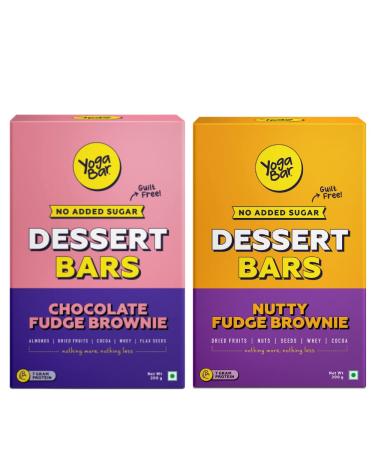 Yogabar Dessert Protein Bar - Healthy Chocolate Bar With 7g Protein & 5g Fiber - Chocolate Fudge Brownie Protein Snacks (5 Bars) + Nutty Fudge Brownie Guilt-Free Bar (5 Bars)