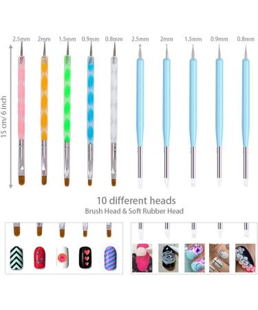 EMAGEREN 10 Dotting Tools Painting Brushes Set Nail Art Double Sided Dotting Tool Nail Art Rock Painting Pen Nail Art Dotting Pen Nail Art Brushes Set for Rock Painting Embossing Art Pottery Craft - Buy Online on GoSupps.com