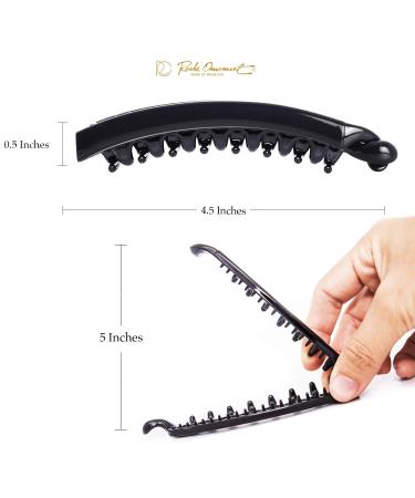 RC Roche 6-Pack Vintage Black Banana Hair Clips - Thick Teeth Holders for Medium Hair - Buy Online on GoSupps.com