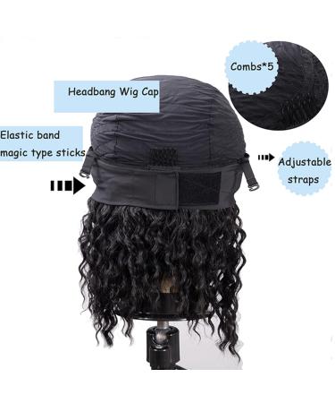 TISTAYA Short Curly Headband Wig for Black Women - 12 Inch Natural Black Synthetic Hair with Water Wave Headbands - Buy Online on GoSupps.com