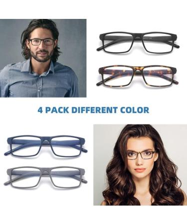 Yuluki 4 Pack Reading Glasses Blue Light Blocking Lightweight Rectangle Frame Mens Womens Computer Readers with Spring Hinge +4.0 4 Pack 4.0 x - Buy Online on GoSupps.com