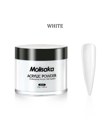 Molisaka White Acrylic Nail Powder - Professional Lasting Extension French Nail Art - 1.58oz, Ideal for Beginners or Salon Use - Buy Online on GoSupps.com