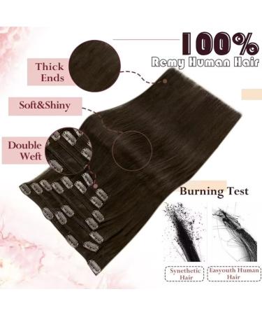 Easyouth Brown Clip in Hair Extensions Human Hair 16 120g 7Pcs Double Weft Darkest Brown Real Hair Clip ins 16 2-7Pcs Clip #2 - Buy Online on GoSupps.com
