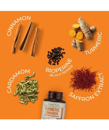 Turmeric Curcumin Saffron Ceylon Cinnamon Cardamom Supplement - Antioxidant & Anti-inflammatory Blend with BioPerine for Joint Support, Mood & Memory Enhancement - 60 Vegan Capsules - Buy Online on GoSupps.com