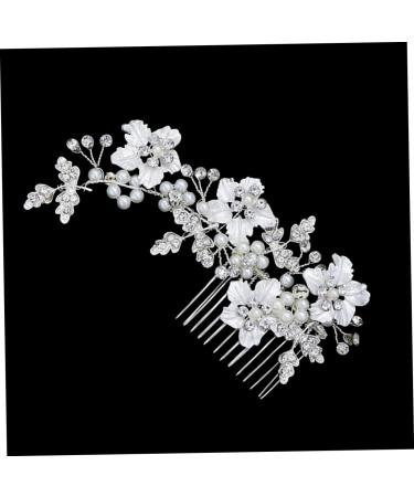 Angoily Tiara Wedding Hair Comb Wedding Headpiece Flower Leaf Hair Comb Pearl Diamond Hair Comb Bridal Headdress Bridal Hair Comb Mosaic Alloy Bride - Buy Online on GoSupps.com
