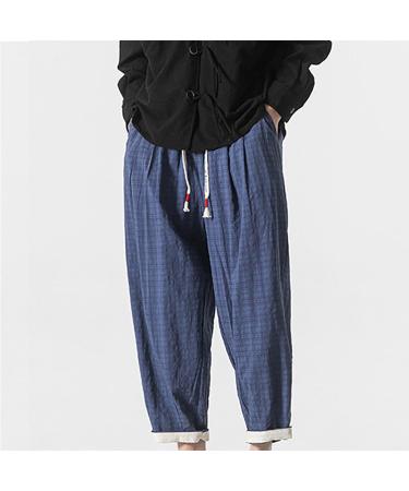 CEWIFO Comfortable Men's Business Pants - Light 3/4 Cargo Shorts Elastic Waist Casual Beach & Yoga Wear Cotton A2-Blau 5XL - Buy Online on GoSupps.com