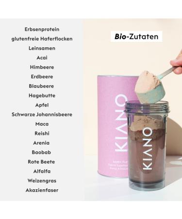 Kiano Slimming Shake - Organic Berry Meal Replacement Gluten-Free High Protein 279 kcal per Serving 825g | Plant-Based Nutrition - Buy Online on GoSupps.com