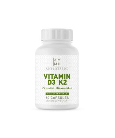 Dr. Amy Myers Vitamin D3 K2 - Vitamin D3 10 000 IU & 45 Mcg of Vitamin K2 MK-7 - Support Immune System Function Energy Level Bone Health and Cardiovascular System - Non-GMO 60 Capsules