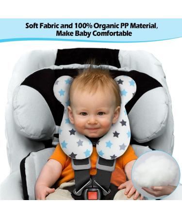KAKIBLIN Baby Travel Pillow - Neck & Head Support for Car Seat & Pushchair - White Star - Buy Online on GoSupps.com