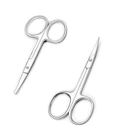 Small Scissors Nose Hair Scissors for Men Facial Hair Mustache Beard Grooming & Eyebrow Scissors for Women Eyelashes Ear Trimming Trimmer Clippers For Hair Cutting - Upgrade 420 Stainless Steel