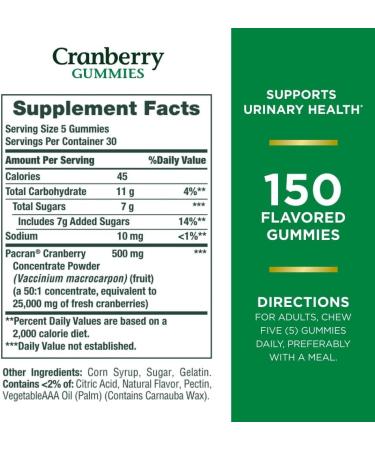 Natures Bounty Cranberry Gummies 500mg for Urinary Tract Support - 150 Ct, Cran-Raspberry Flavor - Buy Online on GoSupps.com
