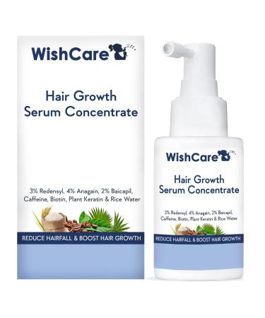 WishCare Hair Growth Serum Concentrate - 3% Redensyl 4% Anagain 2% Baicapil Caffeine Biotin Plant Keratin & Rice Water - Hair Growth Serum for Men & Women 30ml