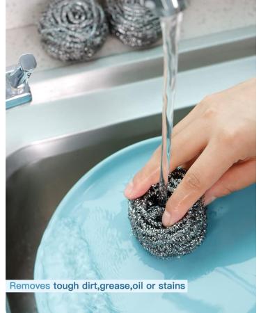 12Pcs Stainless Steel Wool Scrubber Set for Cleaning Dishes, Pans, Ovens, Grills - Kitchen Sink Scrubber Pads - Metal Scourer for Tough Stains - 12 Pack - Buy Online on GoSupps.com