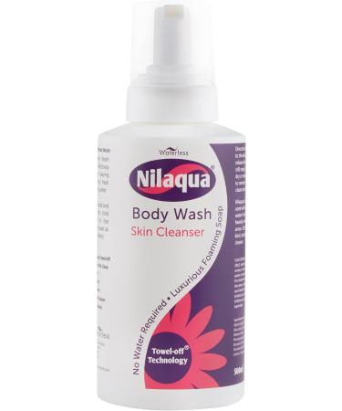 Nilaqua Rinse Free Body Wash Foam | Full Body Cleansing Foam | Wipe Away Cleanser | Waterless Shower & Bath Wash for Elderly and Hospital Care | Aerosol Free 500ml - Towel Off body wash foam - Buy Online on GoSupps.com