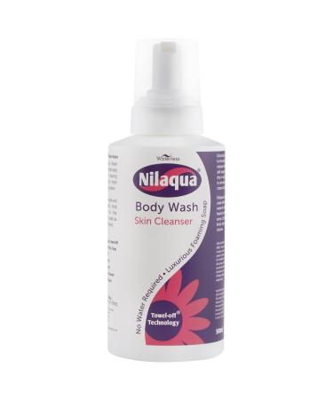 Nilaqua Rinse Free Body Wash Foam | Full Body Cleansing Foam | Wipe Away Cleanser | Waterless Shower & Bath Wash for Elderly and Hospital Care | Aerosol Free 500ml - Towel Off body wash foam