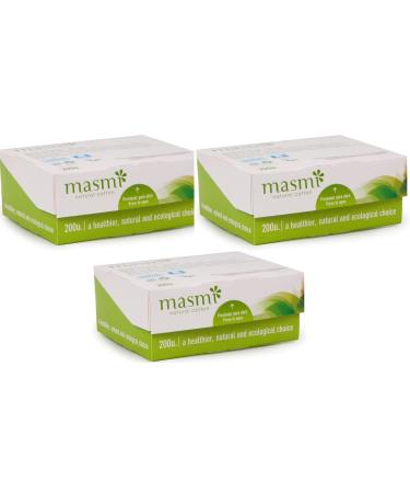 3 x 200 Masmi certified organic cotton buds compressed paper stick biodegradable