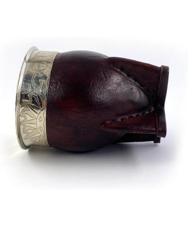 YVY Mate Imperial Calabash | Handmade Calabash | Strapping Made of Alpaca and Bronze | Handmade in Uruguay | Smooth Leather in Ochre Colours - Buy Online on GoSupps.com