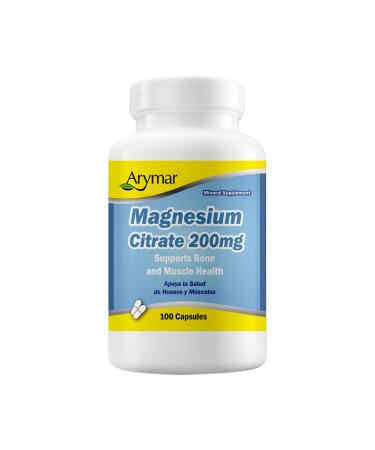 Arymar Magnesium Citrate 1250mg - High Potency Magnesium Supplement - 100 Capsules