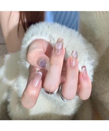 Handmade Wearing Armor French Cat Eye Magic Mirror Pink Elegance Explosive Flash Wearable Nail Art Detachable (Size : Short Color : M) - Buy Online on GoSupps.com