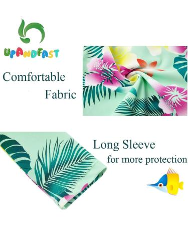 UPF 50+ Baby Girl One Piece Swimsuit with Sun Hat and Sun Protection | Green Flower | 9-12 Months - Buy Online on GoSupps.com