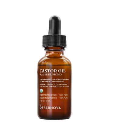Organic Castor Oil Pure Cold Pressed - Eyelash Serum for Hair Growth Thicker Eyebrows - Hexane Free- Aceite de Ricino Organico para Crecimiento Pesta as