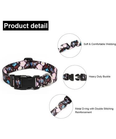 Suredoo Adjustable Dog Collar - Soft Nylon for Small to Large Dogs - Light Pink Flower (Neck 38-63 cm Width 2.5 cm) - Buy Online on GoSupps.com