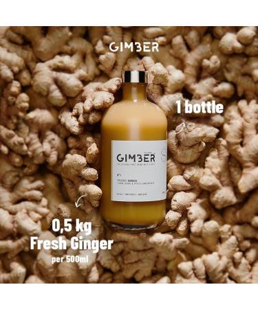 GIMBER Organic Ginger Concentrate 500 ml | Alcohol-Free Organic Drink Made from Ginger Lemon and Herbs | Premium Ginger Essence - Buy Online on GoSupps.com