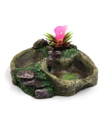Eurobuy Reptile Dish Feed Feeding Water Bowl Resin Reptile Bowl Water Bowl for Snake Tortoise Lizard SP-008