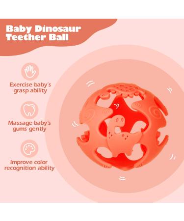 Baby Teething Toys Dinosaur Teethers for 3+ Months - Safe Teether Ball & Pacifier (Red) - Buy Online on GoSupps.com