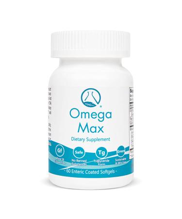Nugevity Omega Max No Burp Fish Oil Dietary Supplement - Omega 3 EPA DHA Supplement for Heart Brain and Vision - Premium Fish Oil Co-Developed by NASA 60 ct Enteric Softgels (2000mg/serving)