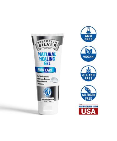 Sovereign Silver Natural Healing Gel - Effective Skin Care for Healing Redness Reduction Acne Scar Minimization & Inflammation Relief - 1oz (Pack of 1 - Buy Online on GoSupps.com
