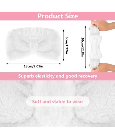 Spa Bowknot Headband for Women - Elastic Coral Fleece Makeup Hair Bands | Wide-Clamp Cosmetic Headband for Shower & Skincare (White) - Buy Online on GoSupps.com