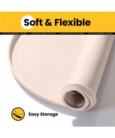 Conlun Dog Bowl Pad - BPA-Free Silicone Pet Feed Mat with High Edges (81x51 cm Beige) | Perfect for Dogs and Cats Spill Proof Design - Buy Online on GoSupps.com