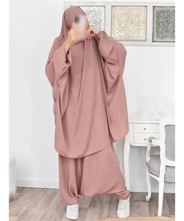 Kelsiop Eid Muslim Women Long Khimar 2-Piece Prayer Robe Set - Large Blue - Buy Online on GoSupps.com