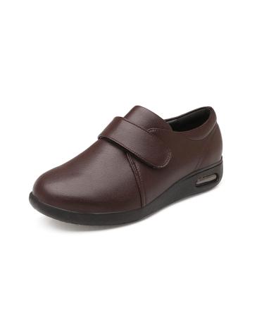 Yytcsjz Diabetic Shoes for Man Width Shoe with Adjustable Closure for Elderly Man Wide Shoes for Diabetic Edema Plantar Swollen Feet (Color : Brown Size : 9) 9 Brown