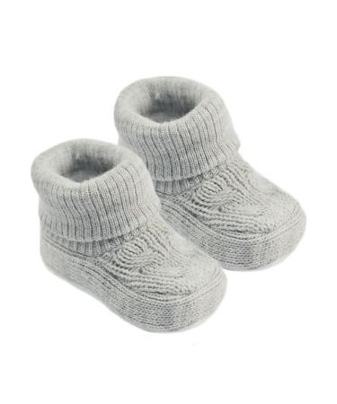 Soft Touch Royal Icon Newborn Baby Booties Baby Boys Girls Knitted Booties 1 Pair Plain Bootees NB-3 Months 1118 0 Months Grey