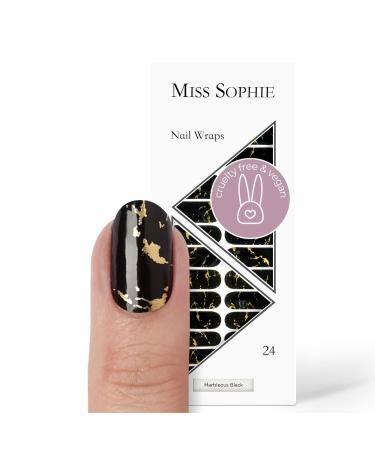 Miss Sophie Nail Wraps - 24 Ultra-Thin-self-Adhesive Long-Lasting Nail Wraps Marbleous Black 24