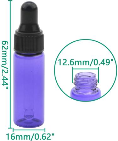 Rowiz 30 Pack 5ml Violet Glass Drip Bottles for Essential Oils Perfumes & Lotions with Pipettes & Black Caps - Pink & Purple Options - Buy Online on GoSupps.com