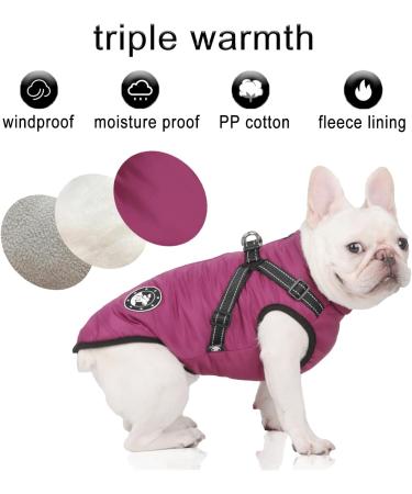 Luowan Waterproof Dog Coat for French Bulldogs | Warm Vest with Harness | Small Dog Jacket in Purple (S) - Buy Online on GoSupps.com