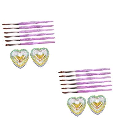 FRCOLOR 2 Sets Nail Art Crystal Cup Glass Dapping Dish Kit De Manicura Glass Nail Cup Nail Crystal Glass Cup Nails Brush Pen Nail Art Cup Glass Cups Nail Drawing Pen Abs Alien With Cover