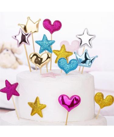 100Pcs Cupcake Toppers Heart Star and Crown Cupcake Toppers Mini Cake Toppers Colorful Cake Decorations DIY Dessert Fruits Picks Party Decorative Accessories (Mixed Color 1) - Buy Online on GoSupps.com