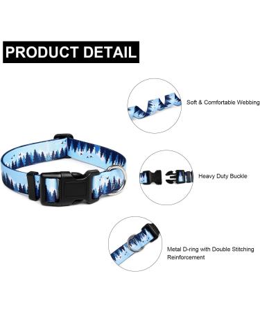 Mercano Adjustable Dog Collar - Soft Nylon Comfort & Durable Pattern for Small & Medium Dogs (S Snow Valley) - Buy Online on GoSupps.com