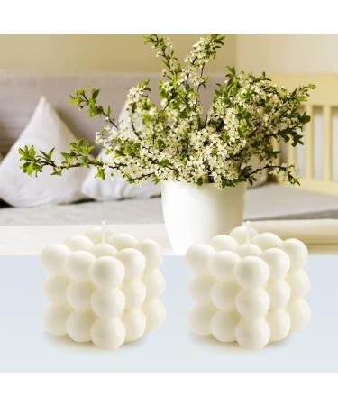 2PCS Vanilla Scented Bubble Cube Candles - Soy Wax, Aesthetic Design for Home Office Decor - Danish Pastel Trendy Room Accents - Buy Online on GoSupps.com