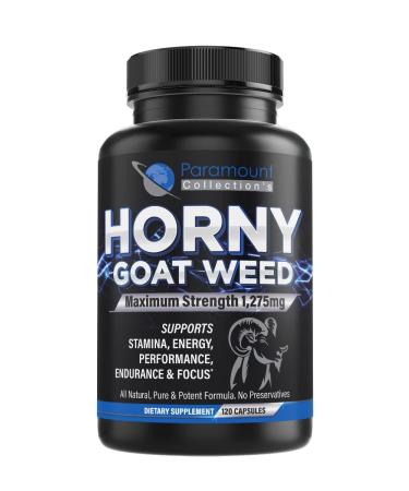 Horny Goat Weed Complex for Men and Women - Maximum Strength - Maca Root, Ginseng, Yohimbine, Saw Palmetto, Muira Puama, Tribulus, L-Arginine - USA Made - Joint & Back Support - 120 Count