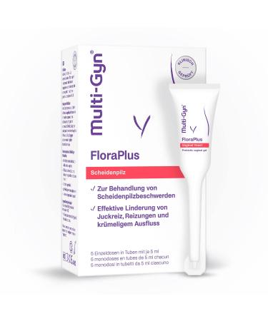 Multi -gyn floraplus intimate cream 5ml treatment for vaginal infections (candidiasis) - 5 single dose tubes - immediate relief of itching irritation and reduction in discharge.With Prebiotika