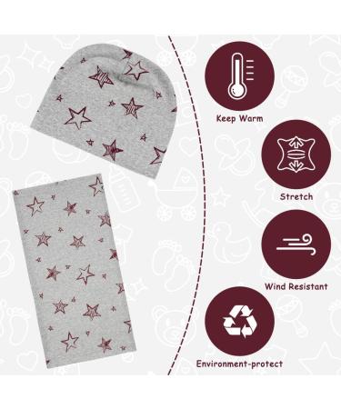 Baby Cotton Hat and Tube Scarf Set - Soft Beanie Hat and Loop Scarf for Autumn/Winter - L-Grey (1-3 Years) - Buy Online on GoSupps.com