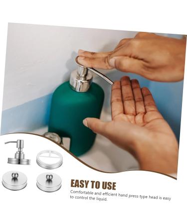 Alipis Medium Pumps Head - Stainless Steel & Acrylic Storage Containers for Bathroom Organization - Set of 2 7.5x7.5x2.5cm - Durable Germ-Free Lotion Dispenser - Buy Online on GoSupps.com