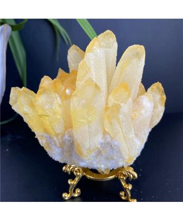 Collection Citrine Phantom Quartz Crystal Cluster Point Healing Specimen Collection Home Feng Shui Decor (Color : Citrine Size : 430g) 430g Citrine