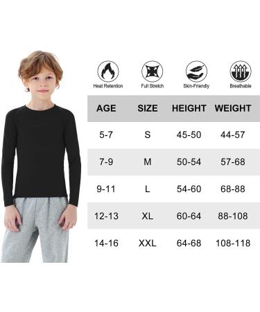 Mrignt 2 Pack Youth Boys Thermal Compression Shirts - Long Sleeve Fleece Baselayer for Soccer, Baseball, Running - Medium/7-9 Years - Classic White Black - Buy Online on GoSupps.com